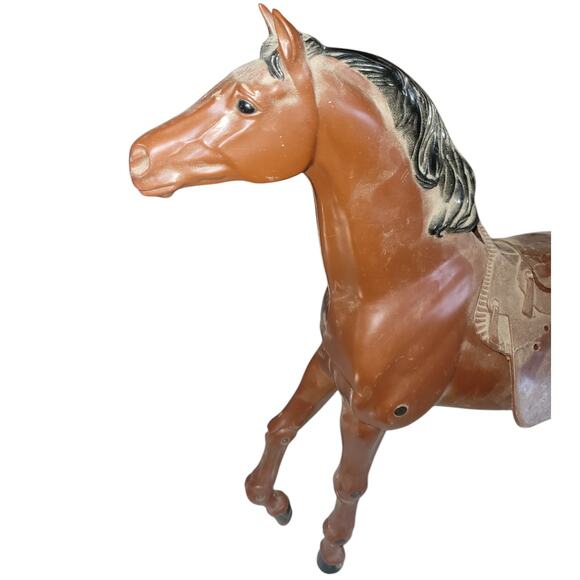 12" Vintage Model Dark Bay Horse W/Jointed Legs, Saddle ~Painted Mane & Tail - Picture 6 of 8